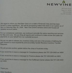New Vine shutdown notice posted on their shuttered office door.